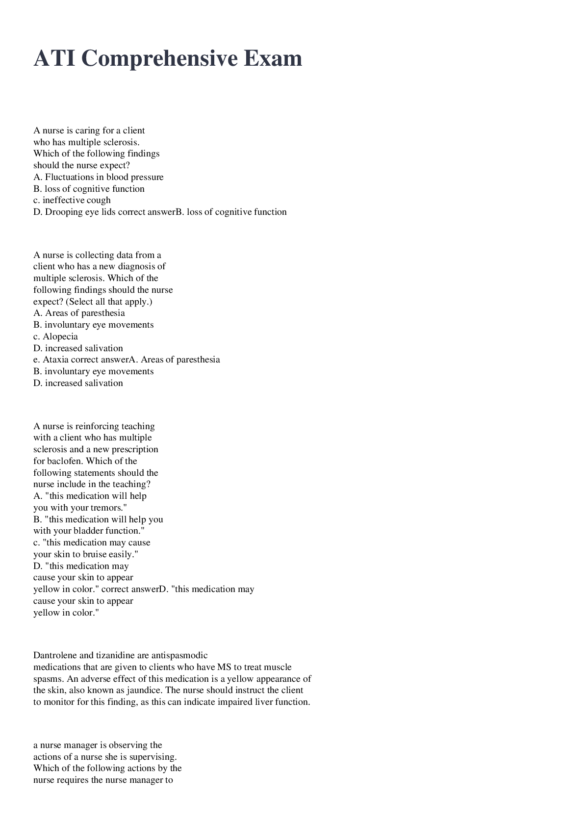 Preview image for ATI Comprehensive Exam 2022/2023 with 100% correct answers